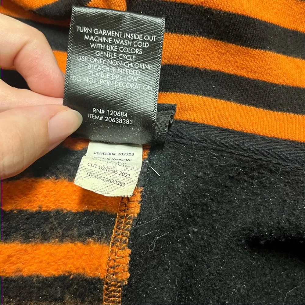 Skelanimals Diego Color Blocked Orange and Black Striped Hoodie - Picture 8 of 9